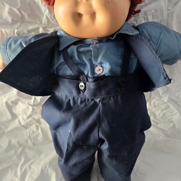 Cabbage Patch Kids Vintage 80s Boy Doll Brown Yarn Hair Brown Eyes Suit Signed - Picture 3 of 12